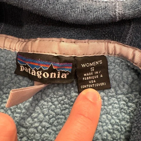 Vintage Patagonia Hoodie Womens Small Blue Thick Fleece Made in‎ USA Sherpa - Picture 5 of 8